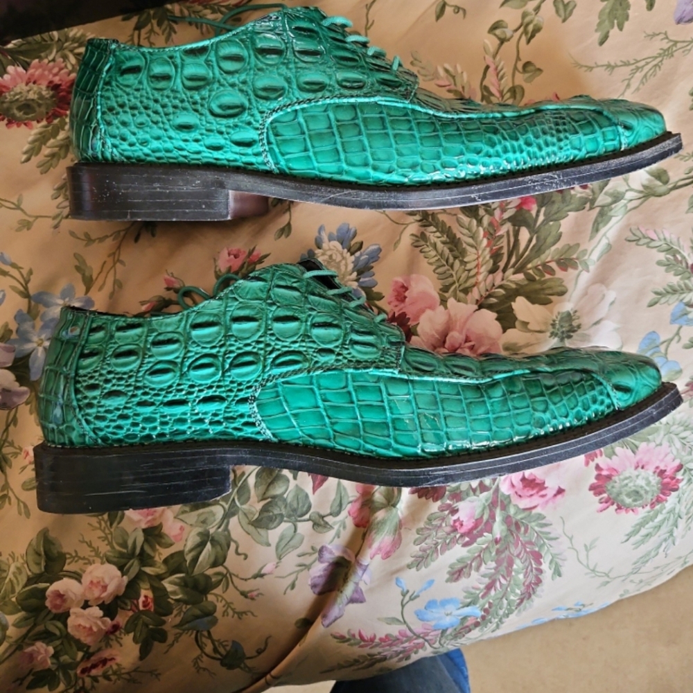 Bolano Mens 3D Faux Crocodile Printed Oxford  Darby-015